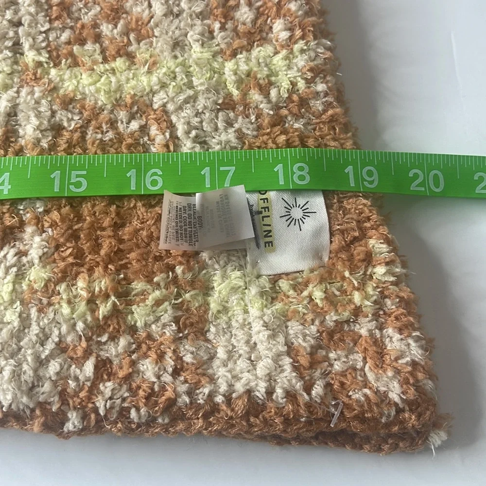 Aerie Offline Sweater Scarf Plaid Neutral Colors